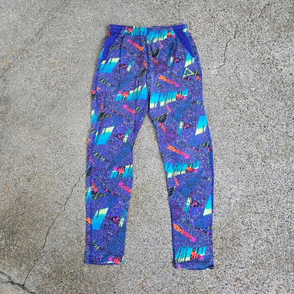 Vtg 80s 90s Og Rare NIKE ACG Abstract All Over Print Workout Pants Leggings 25" - Picture 1 of 8